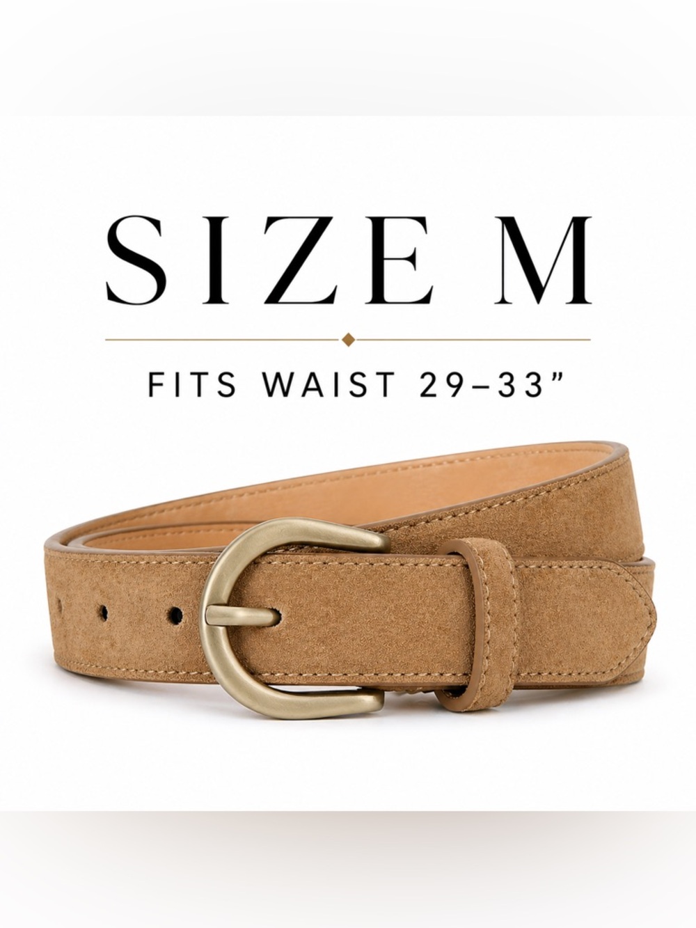 Women's Genuine Suede Belt for Jeans Dresses Pants Size M Brown